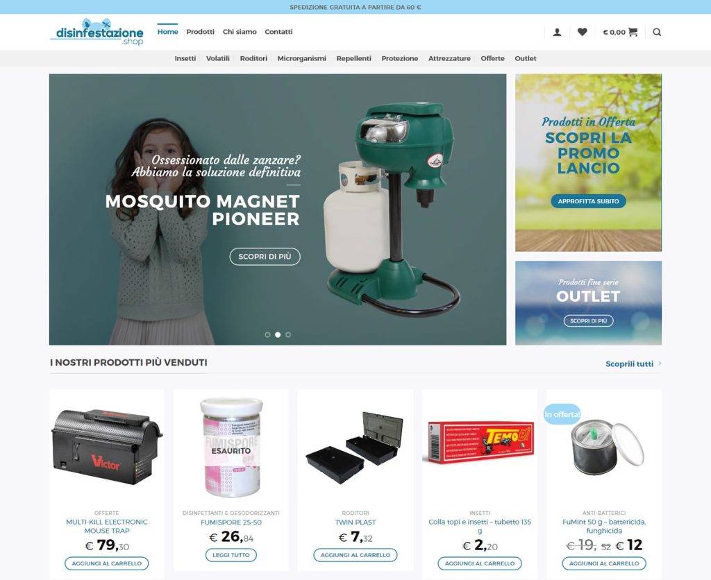 Sito e-commerce Disinfestazione.Shop